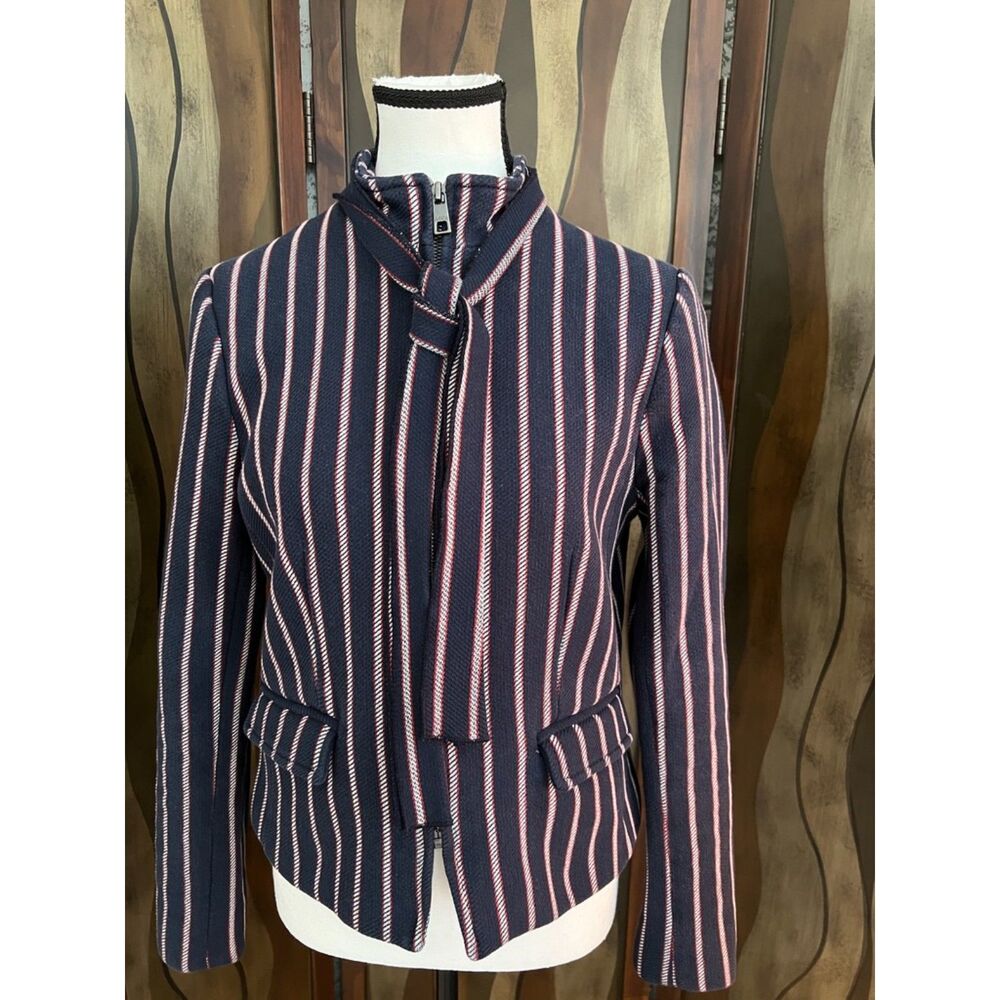 Banana Republic red, white and navy stripe jacket with bow tie. Size 6.